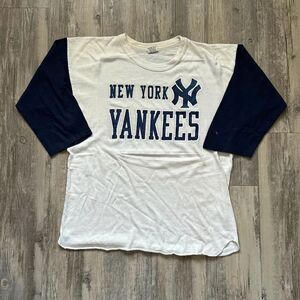 Vintage 50s NY New York Yankees Raglan T-Shirt Size Large